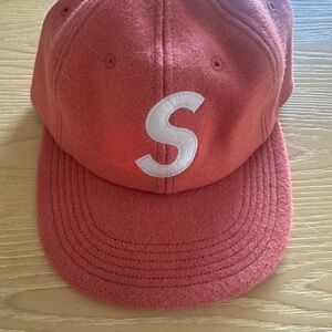 Supreme S Logo 6-Panel Wool Cap Pink Salmon FW